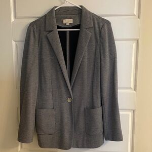 Loft White and Black Pinstripe Women's Sweatshirt Blazer